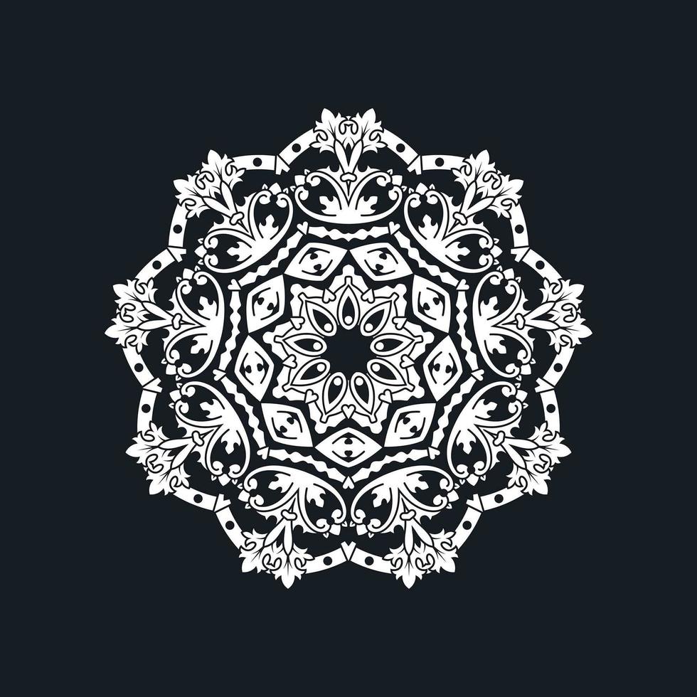 diseño abstracto mandala blanco sobre negro vector