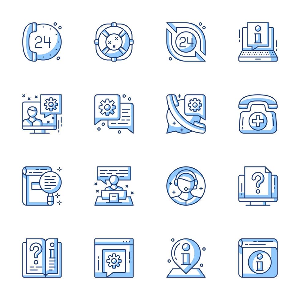 Customer service line-art icon set vector