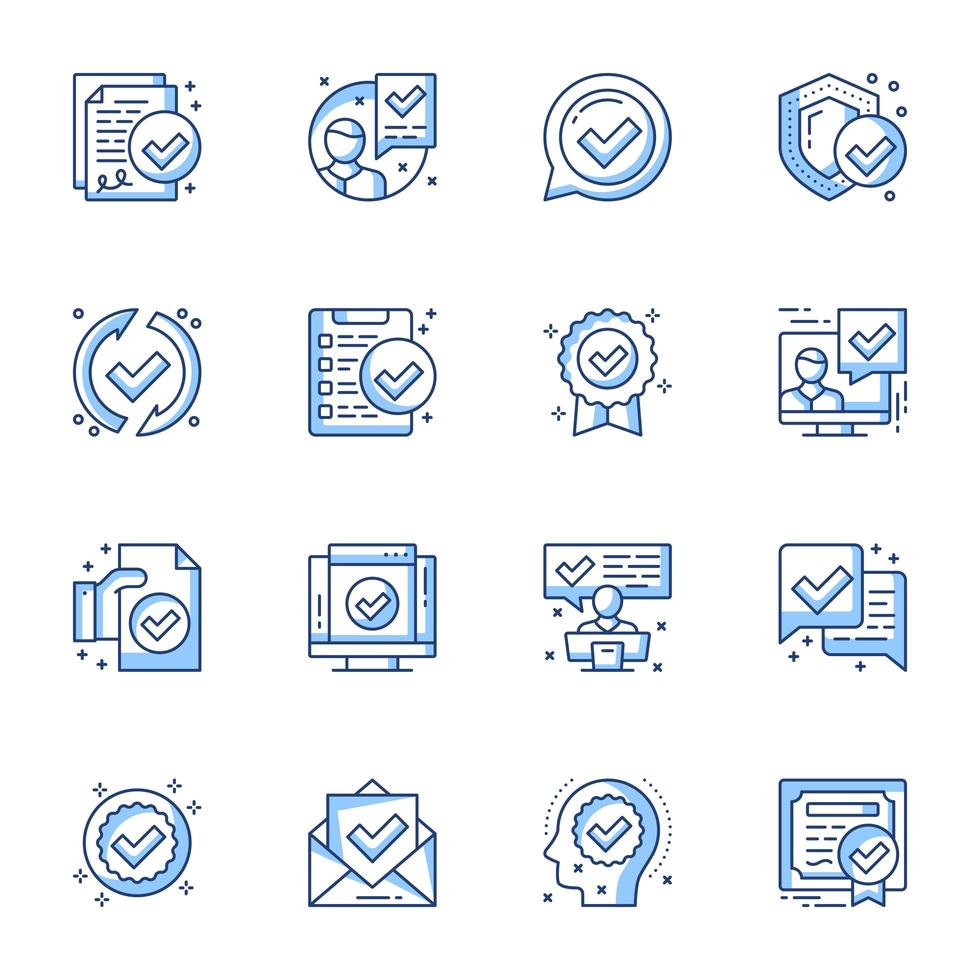 Certificate line-art icon set vector