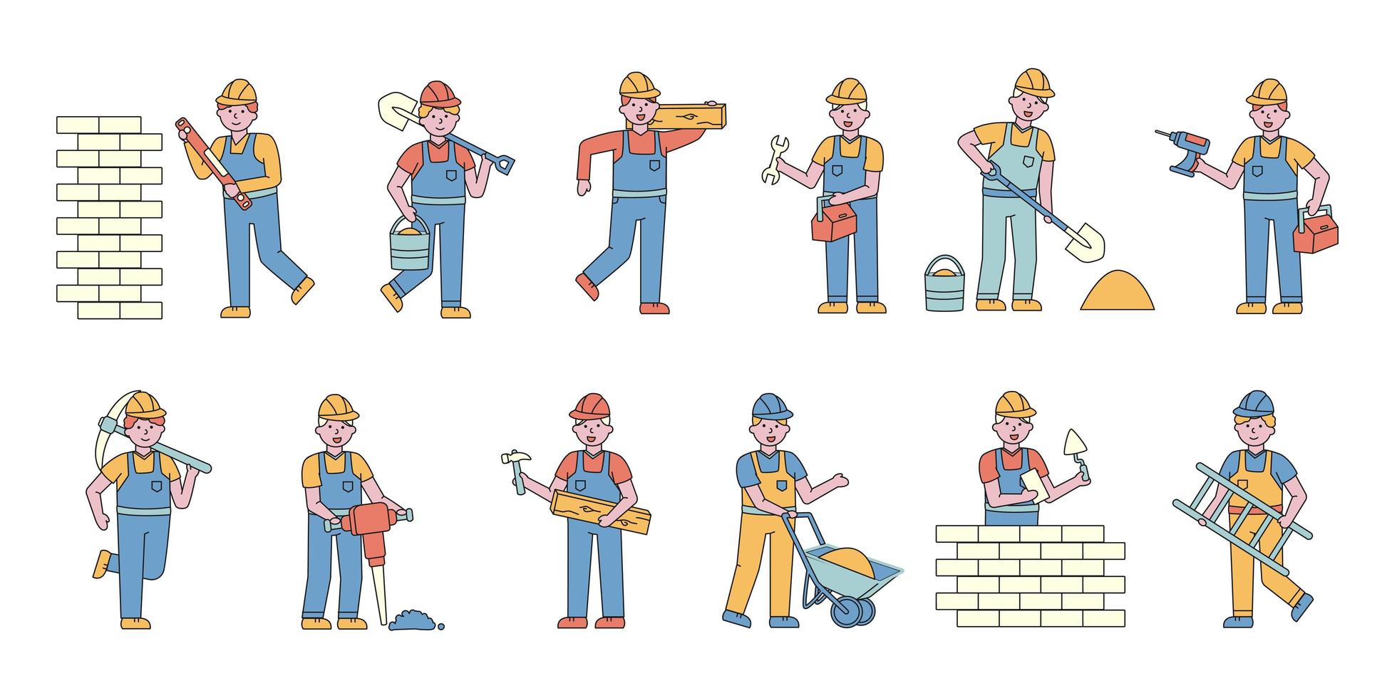 Constructors flat-design set vector