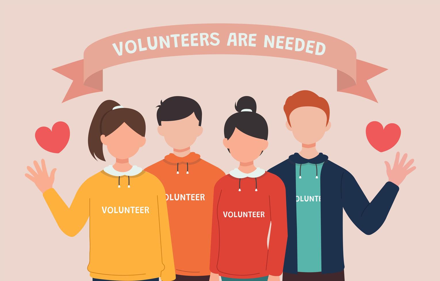 Group of Men and Women Calling for Volunteers vector