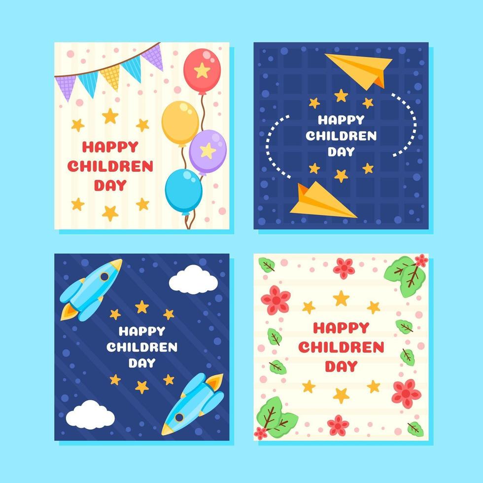 colorida colección de tarjetas de celebración del día del niño vector