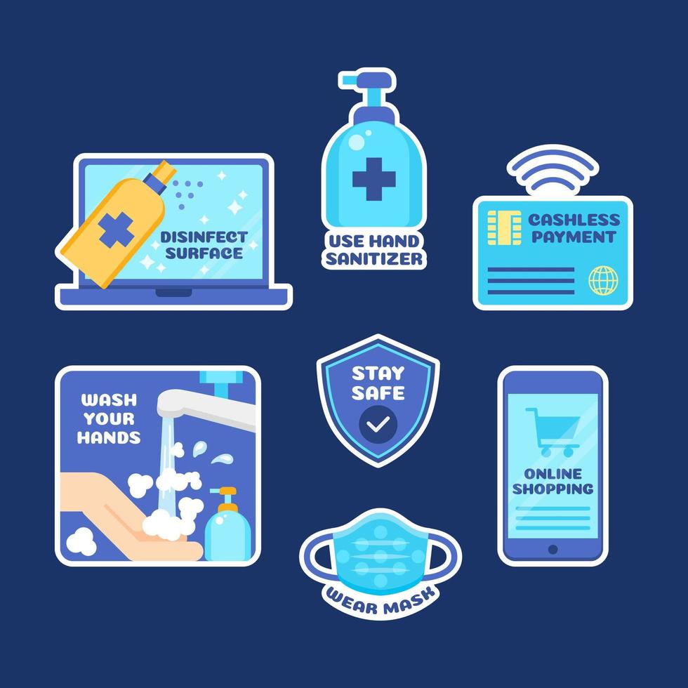 New Normal Protocol Sticker Collection in Blue Shade vector