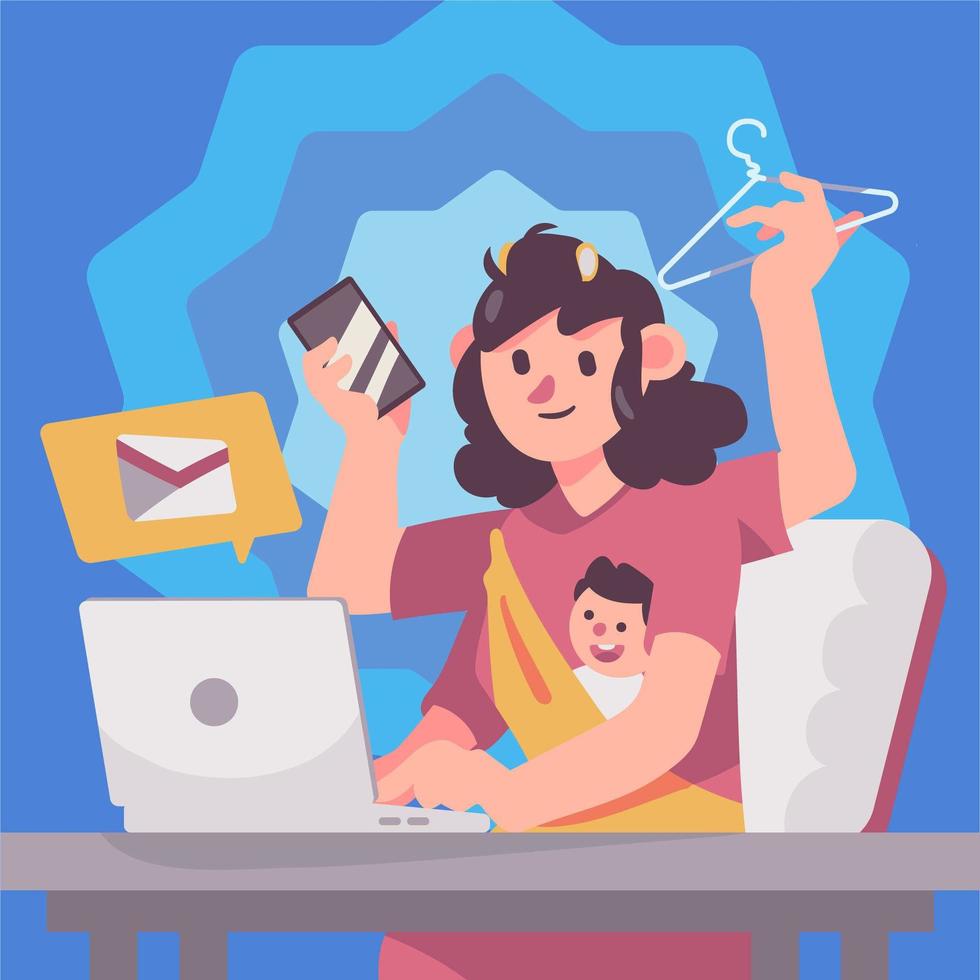 Work From Home Career Mother vector