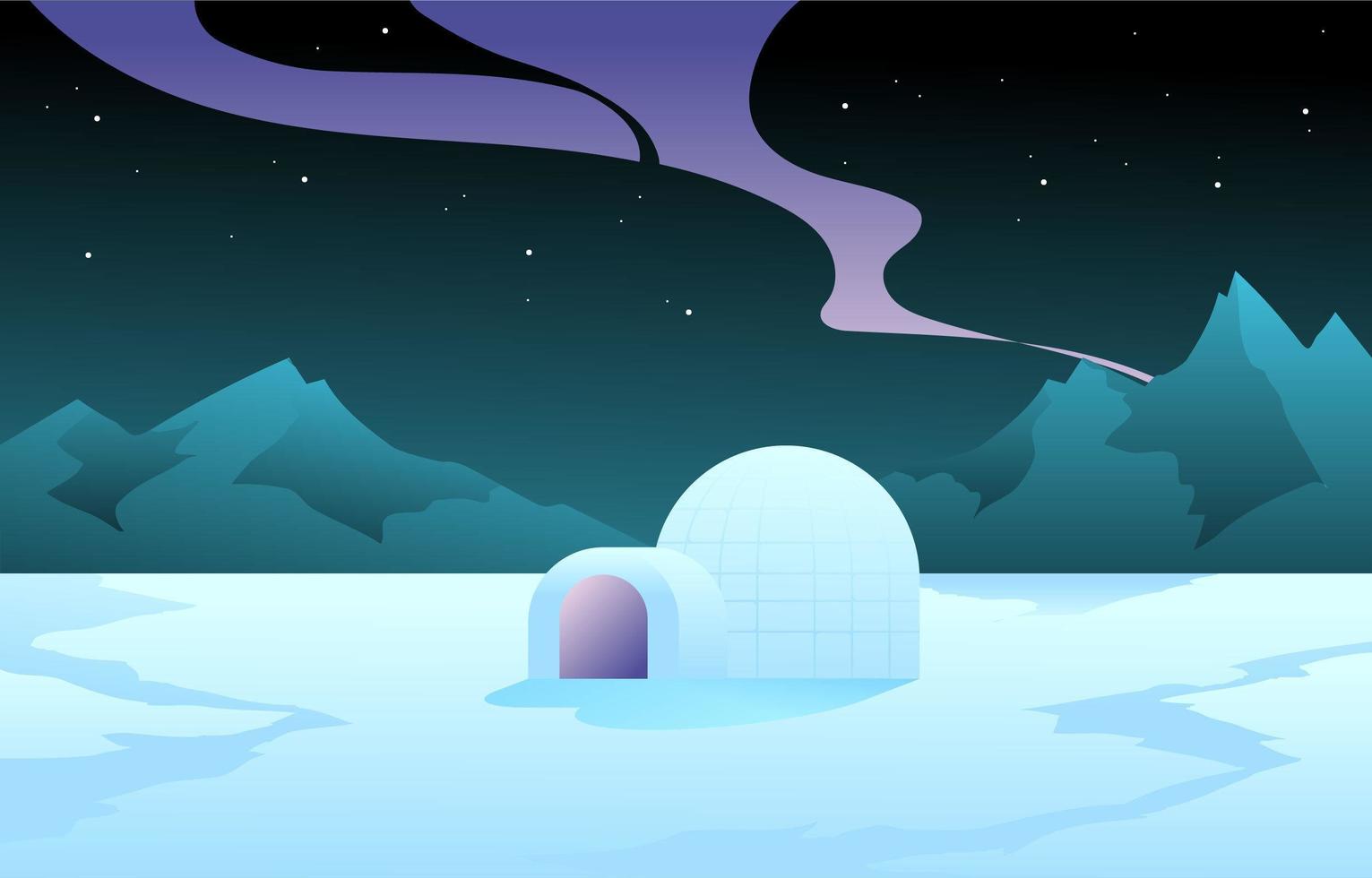 Winter Lanscape with Igloo Concept vector