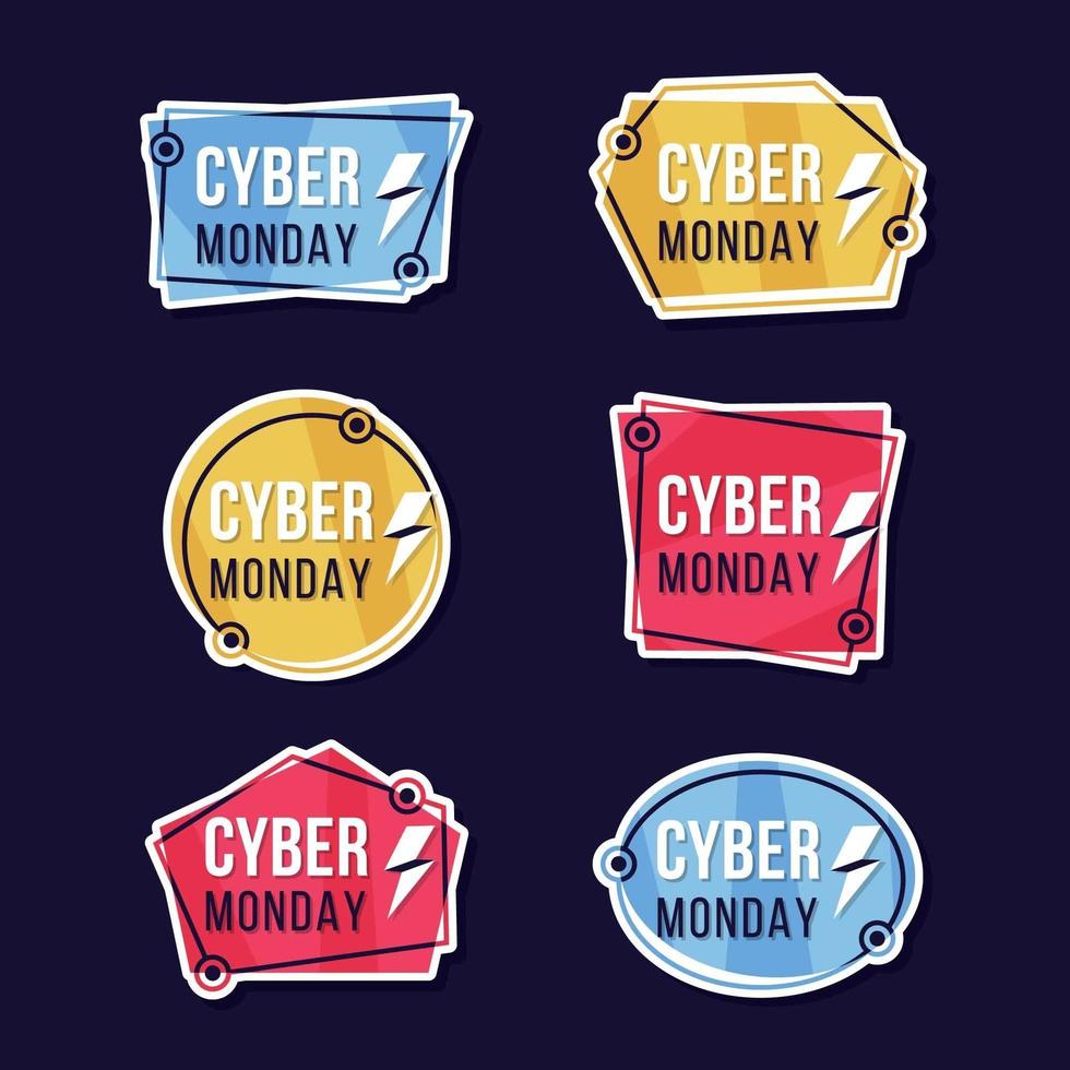 colección de etiquetas adhesivas de cyber monday vector