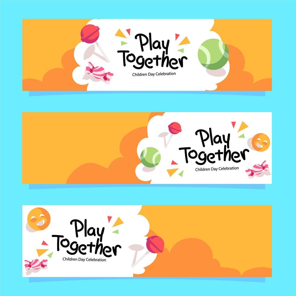 día del niño jugar juntos banner vector