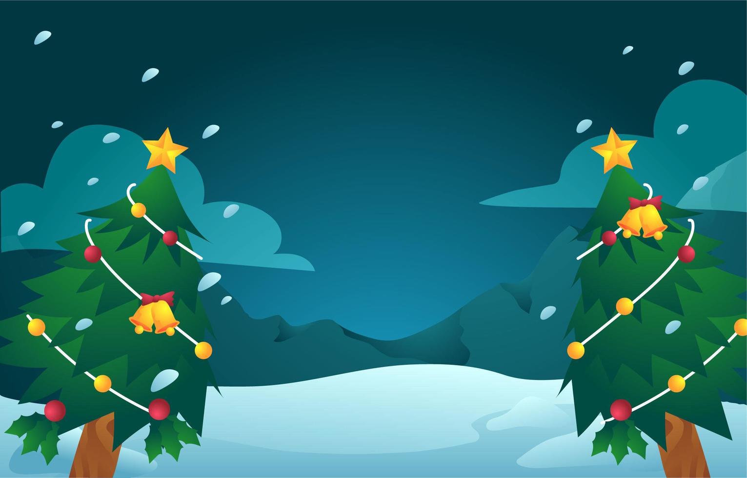 Christmas Tree Background on Snowy Field vector