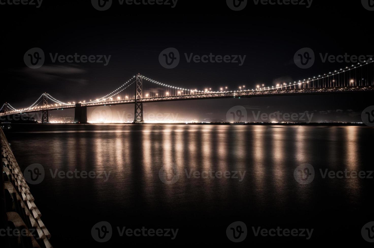 Bay Bridge At Night Stock Photo