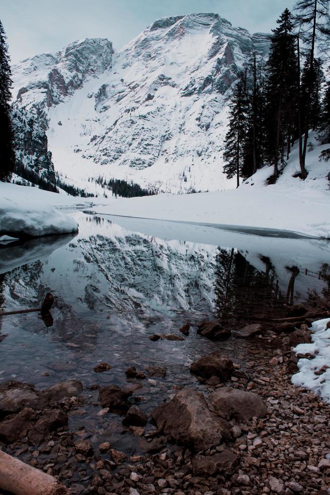 Mountain covered with snow photo