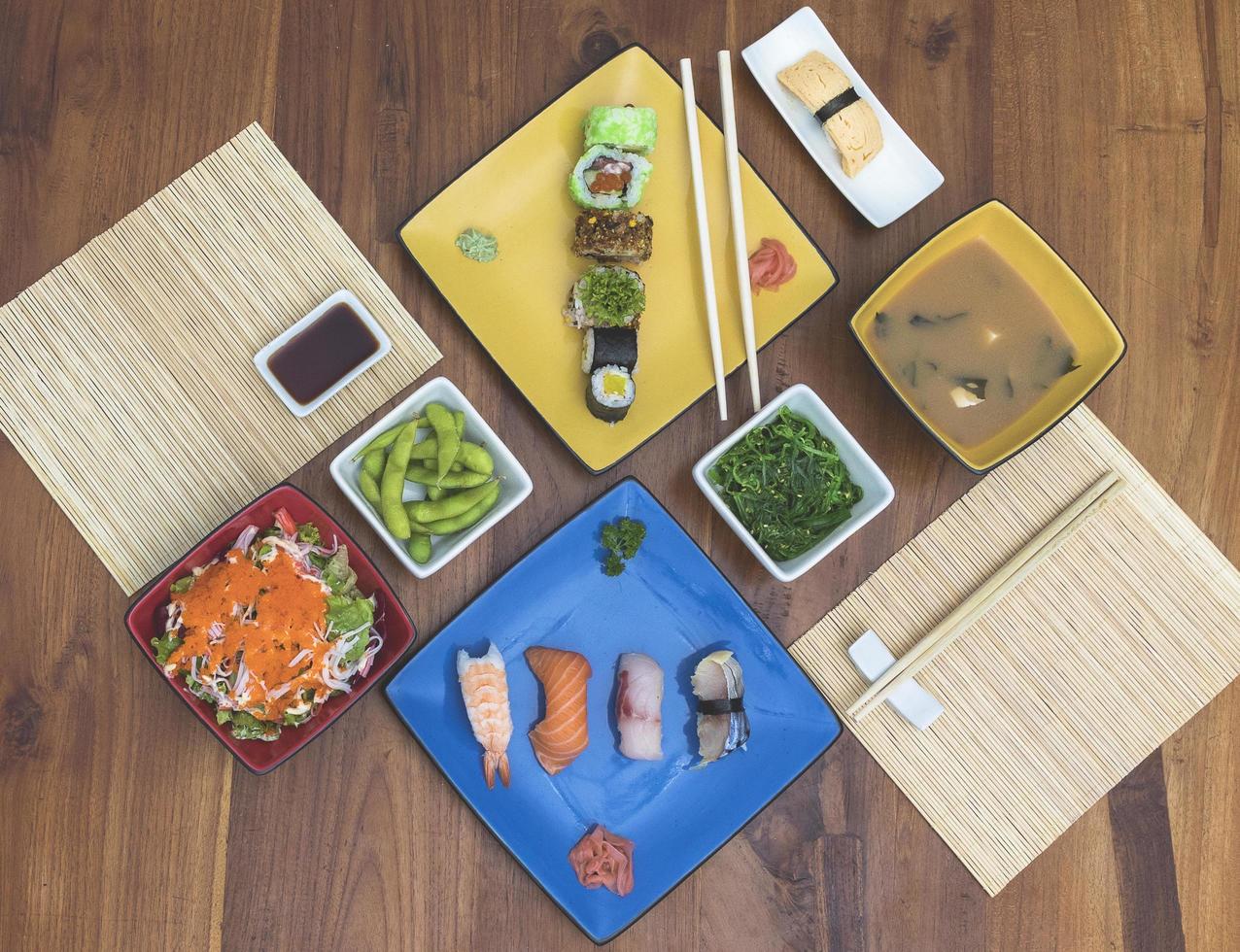 Japanese food flat lay photo