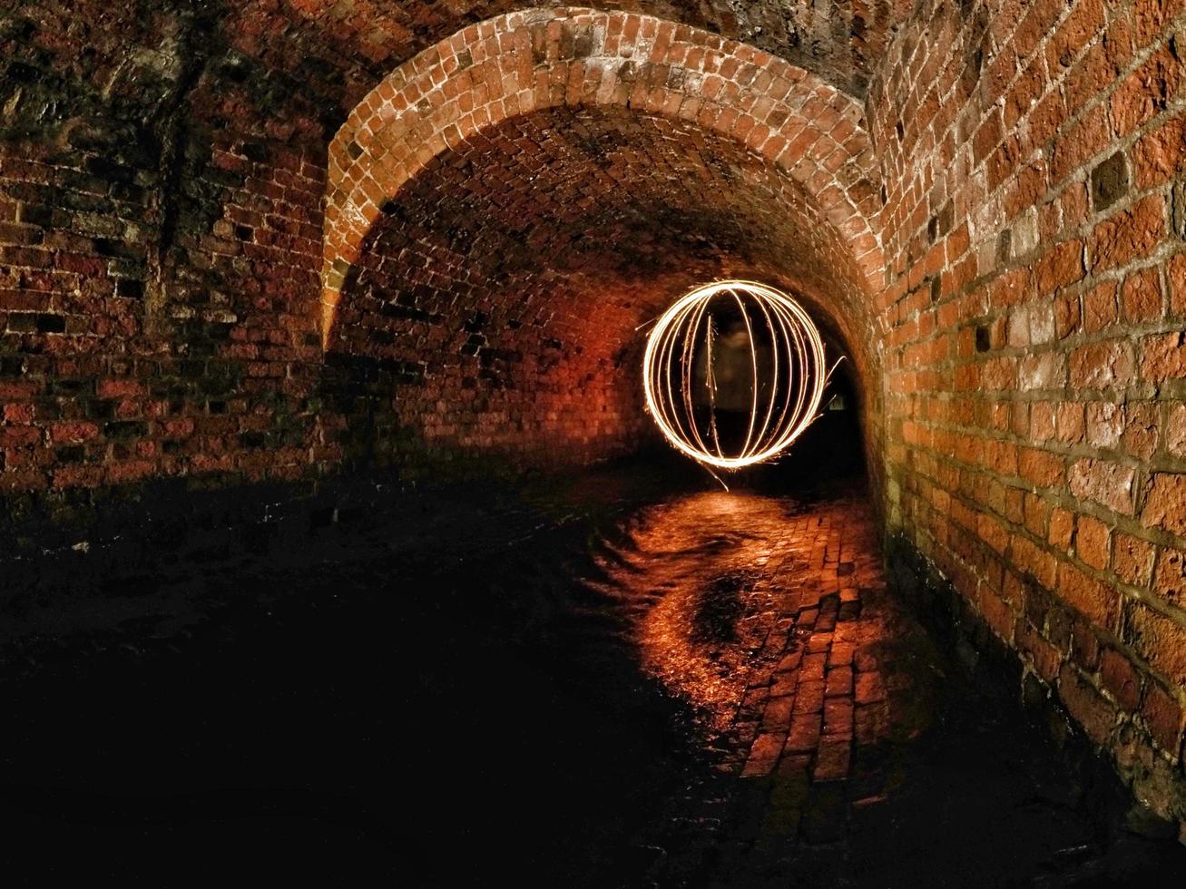 Light painting in a culvert photo