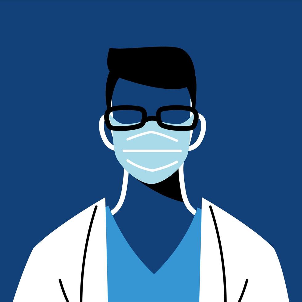 Male doctor with mask and uniform vector