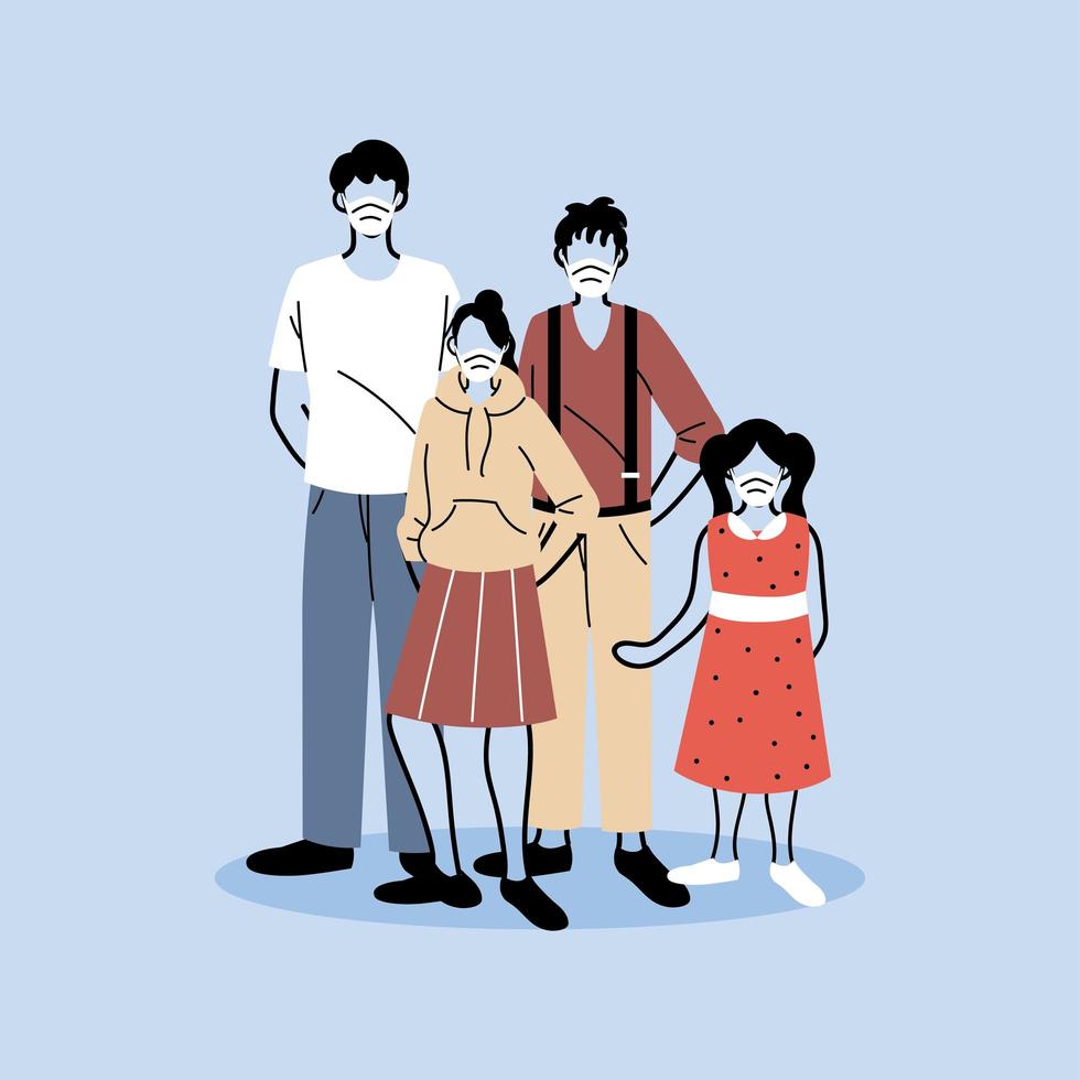 Group of people in protective medical face masks vector