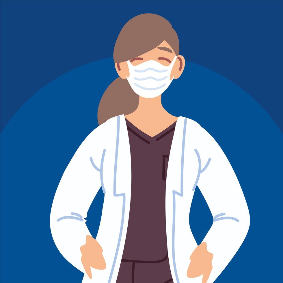 Female doctor with face mask vector