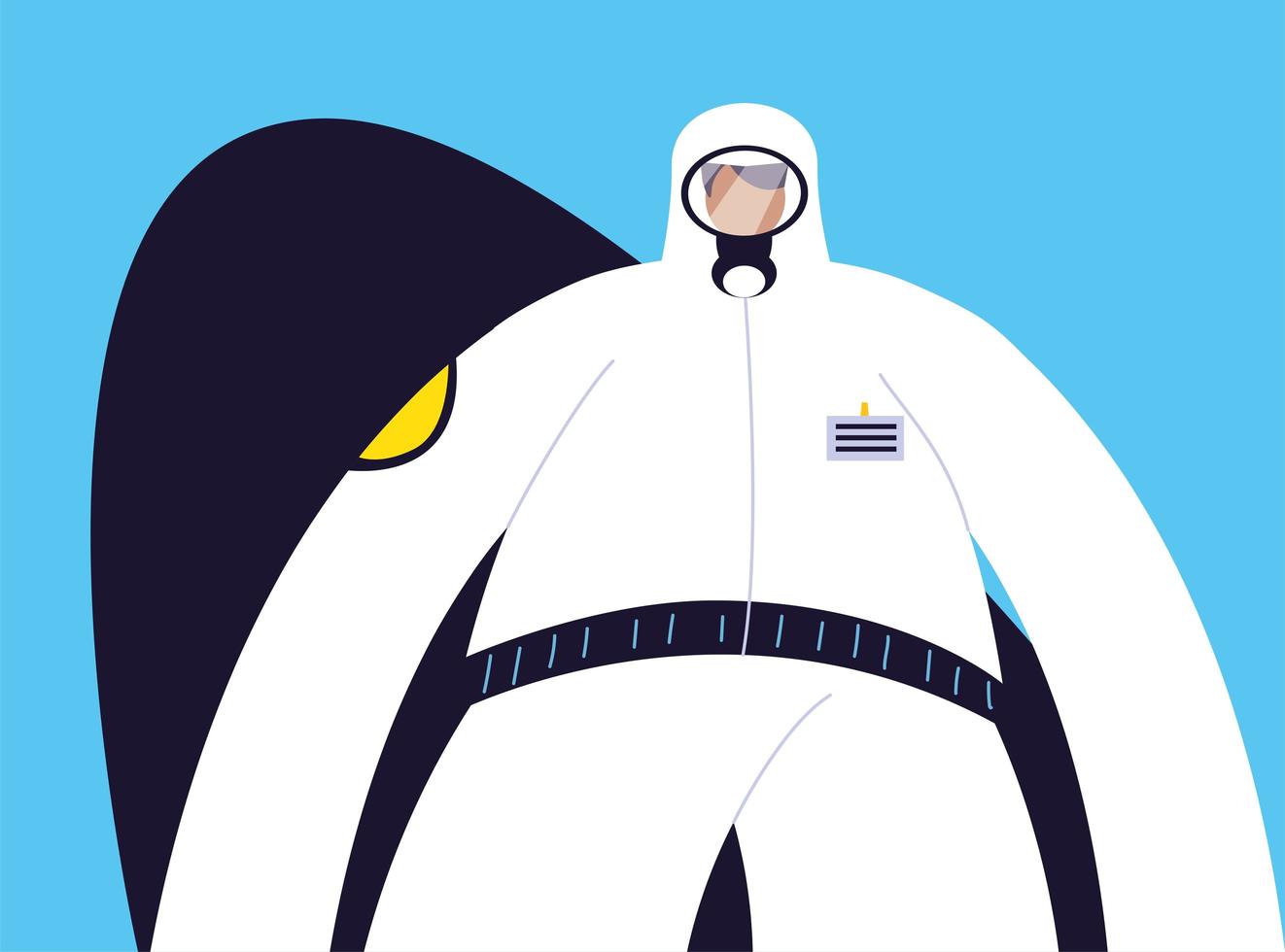 Man in protective suit, safety clothing vector