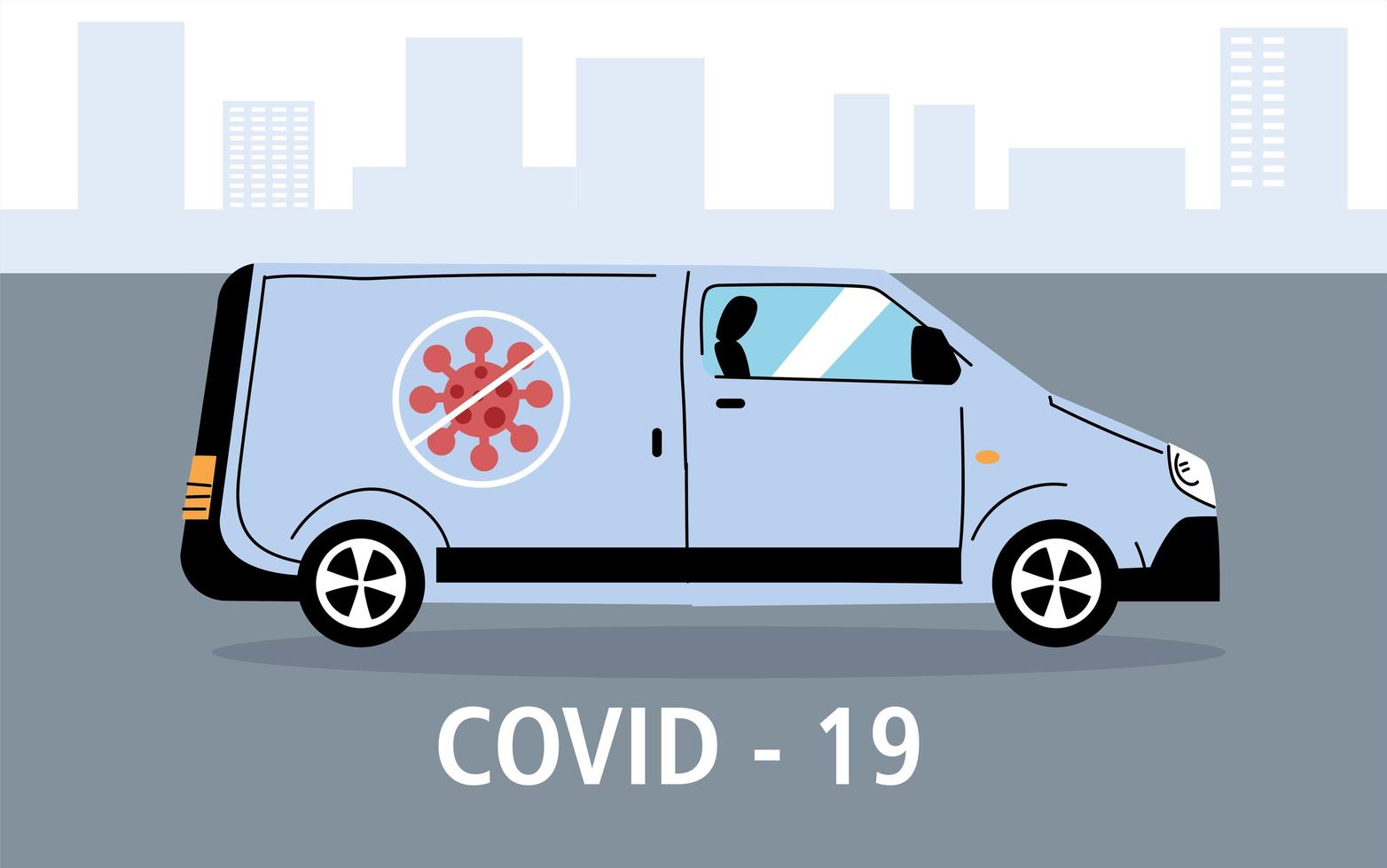 Servicio de desinfección de furgonetas por coronavirus. vector