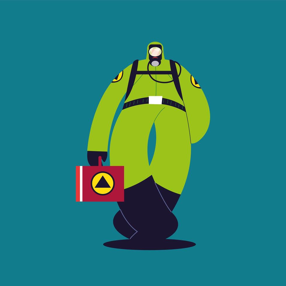 Man in protective suit, safety clothing vector