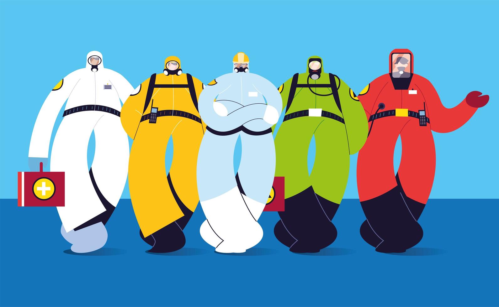 Men in protective suits. Safety clothing vector