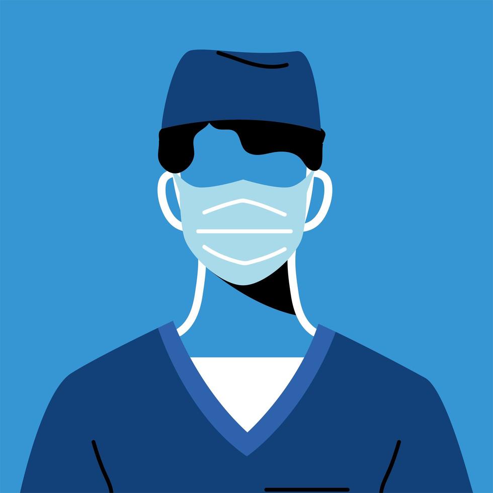 Male doctor with mask and uniform vector