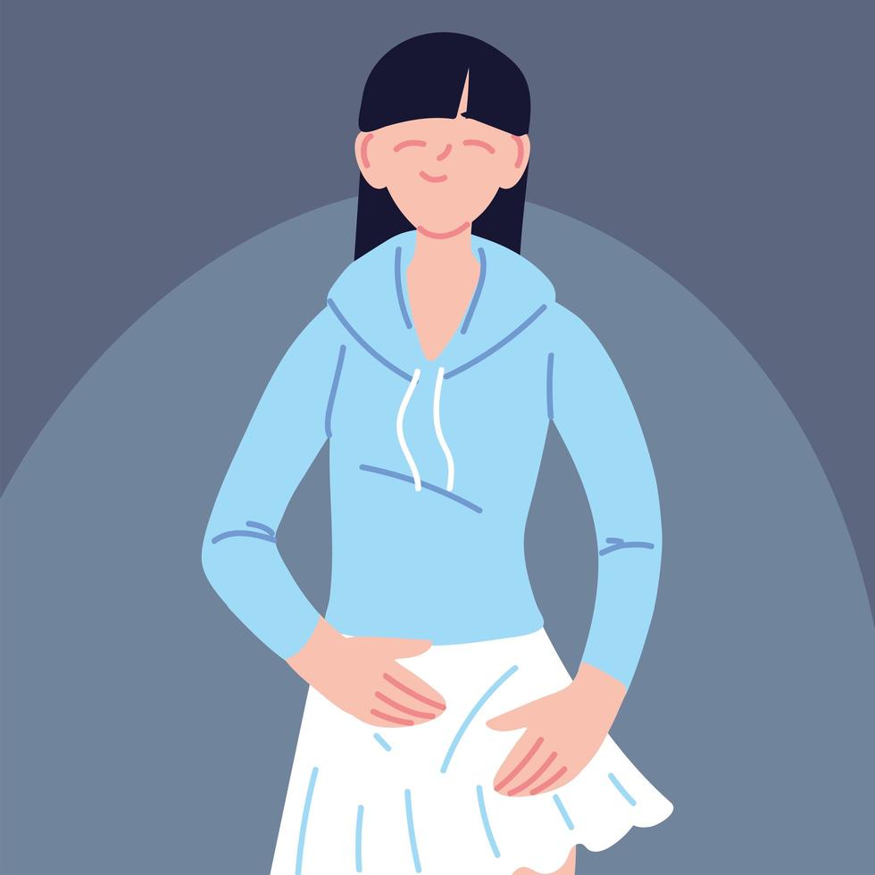 retrato, de, joven, mujer asiática, llevando, ropa casual vector