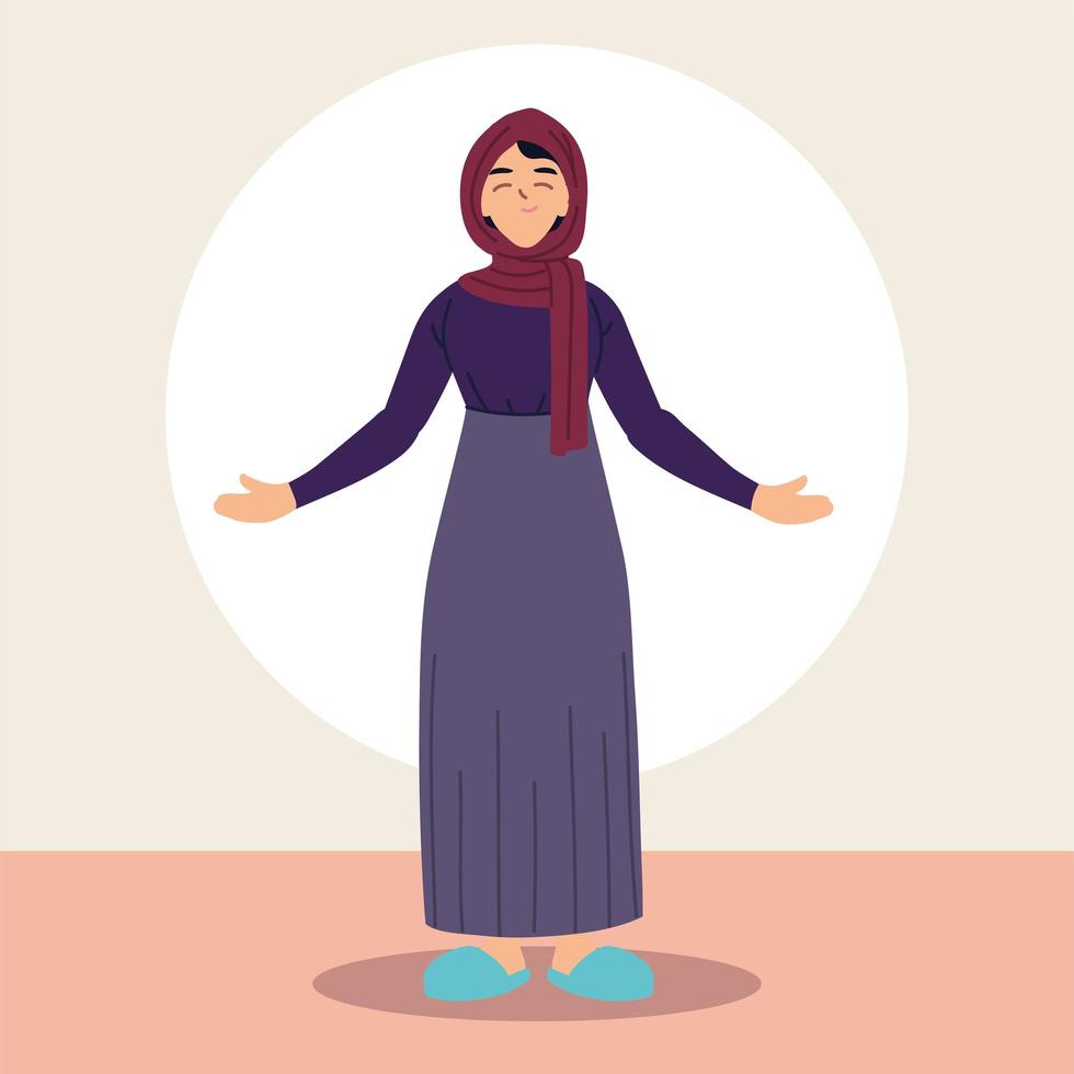 mujer musulmana en traje tradicional vector