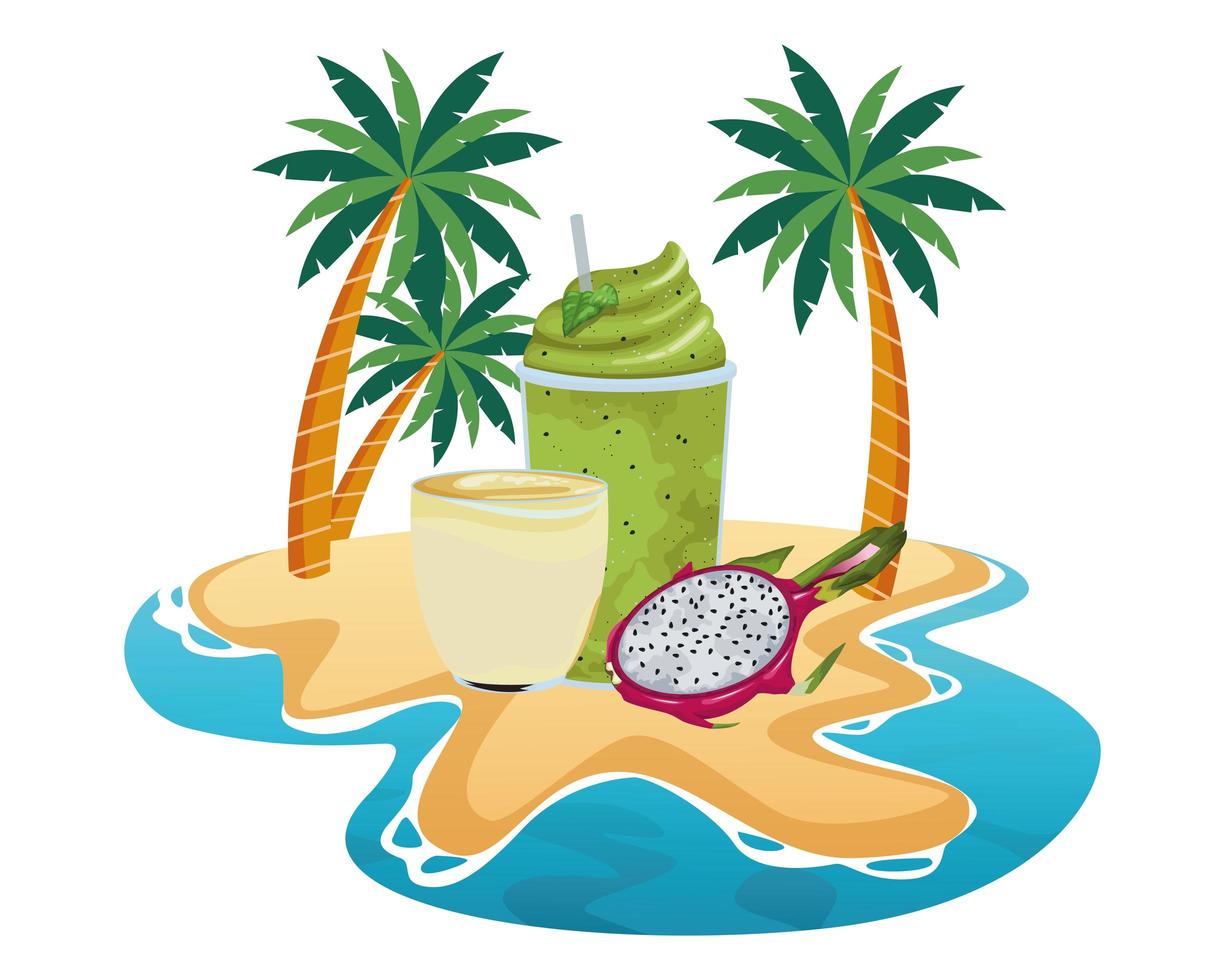 bebida de frutas tropicales y batidos vector