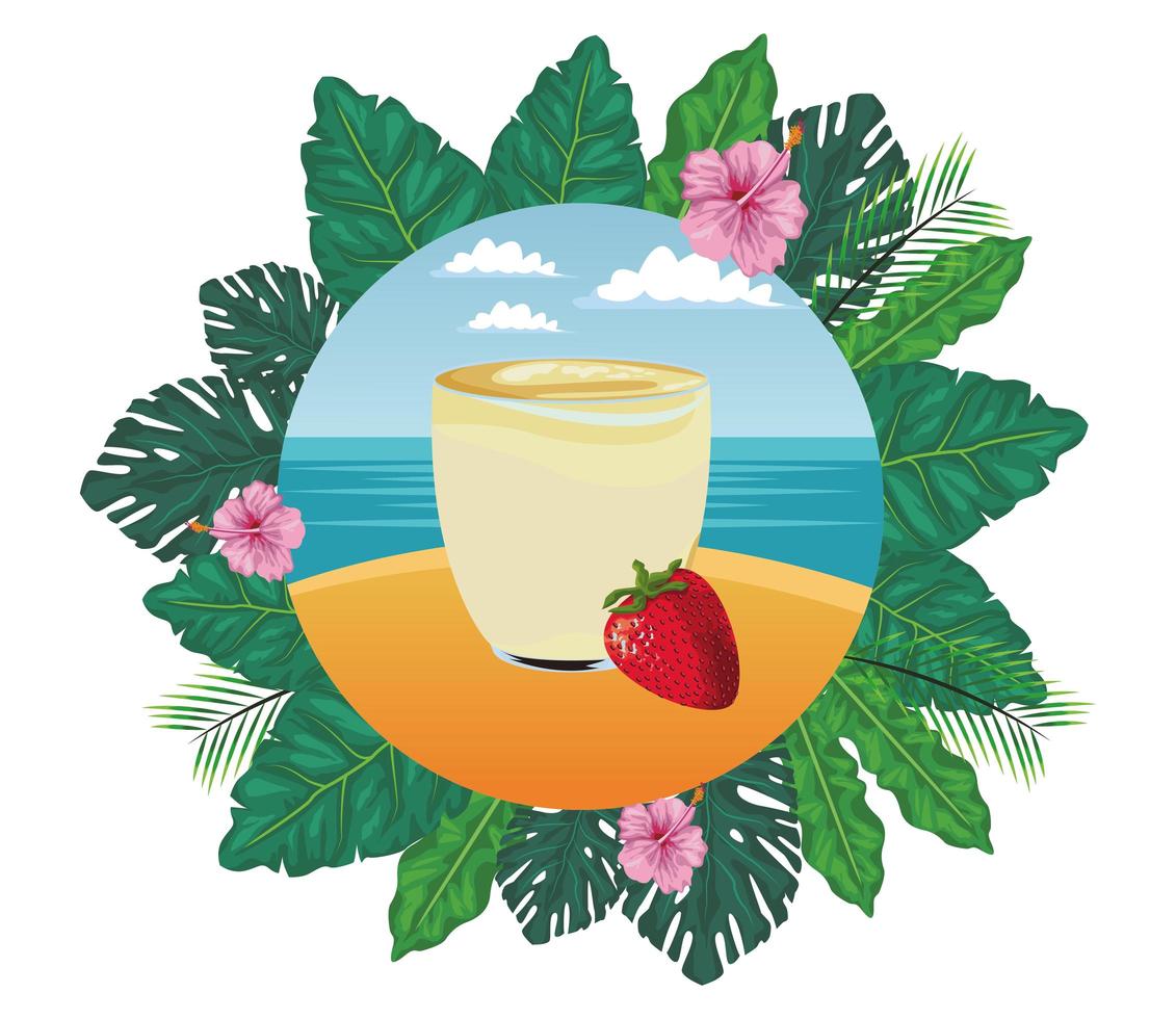 Tropical fruit and smoothie drink vector