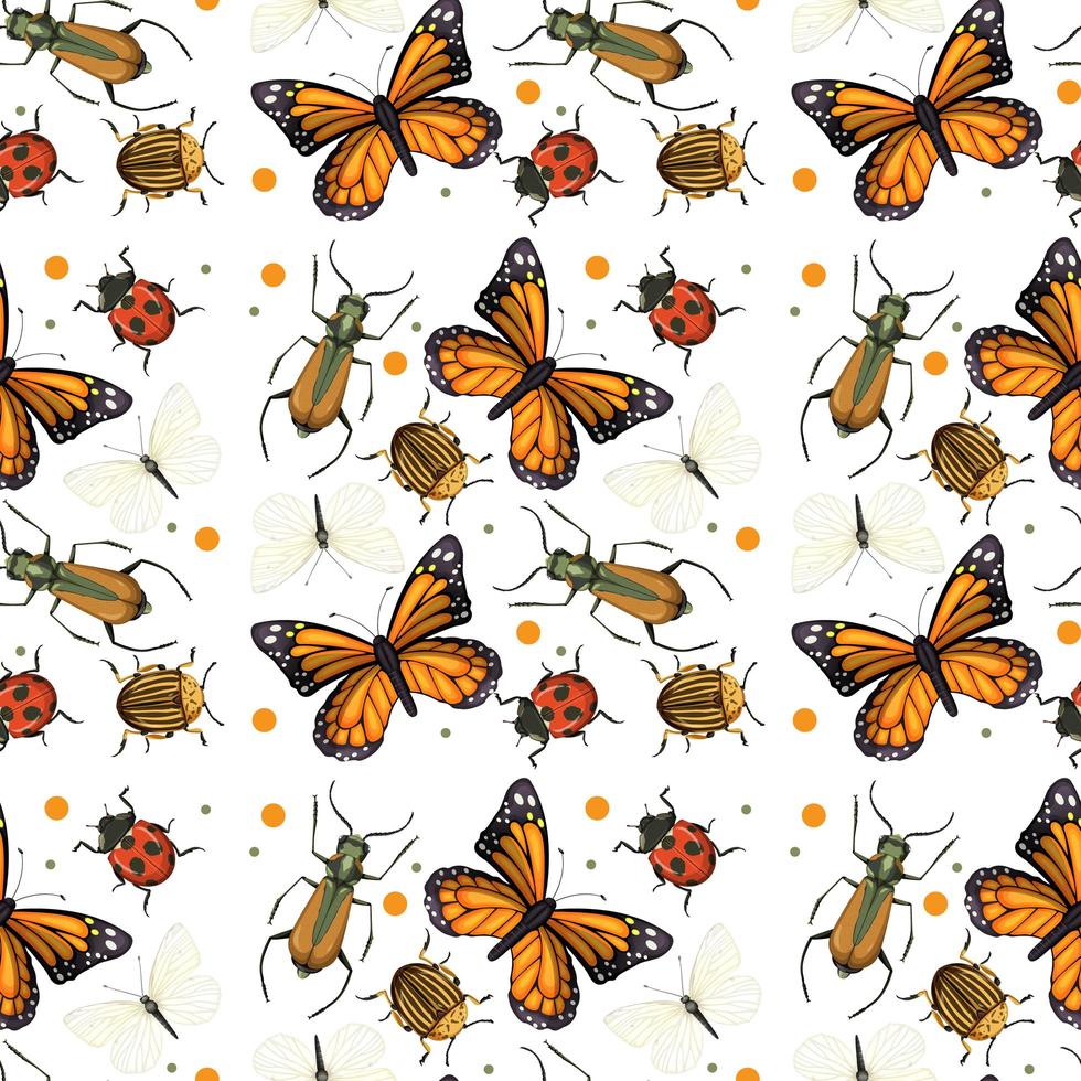 Different insects seamless pattern vector