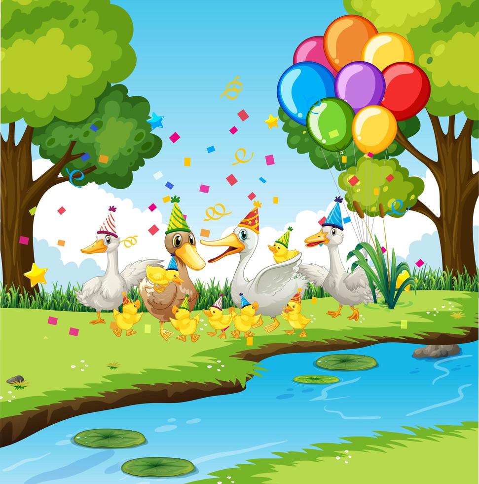 Goose group in party theme vector