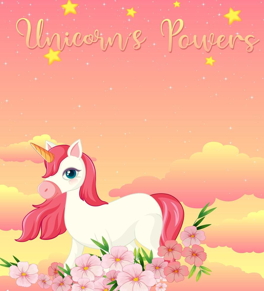 banner en blanco con lindo unicornio vector