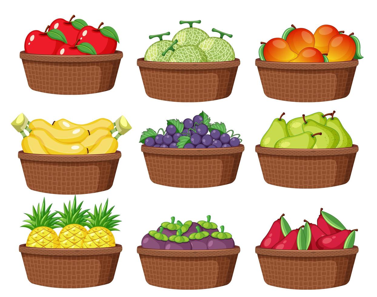 conjunto de diferentes frutas vector