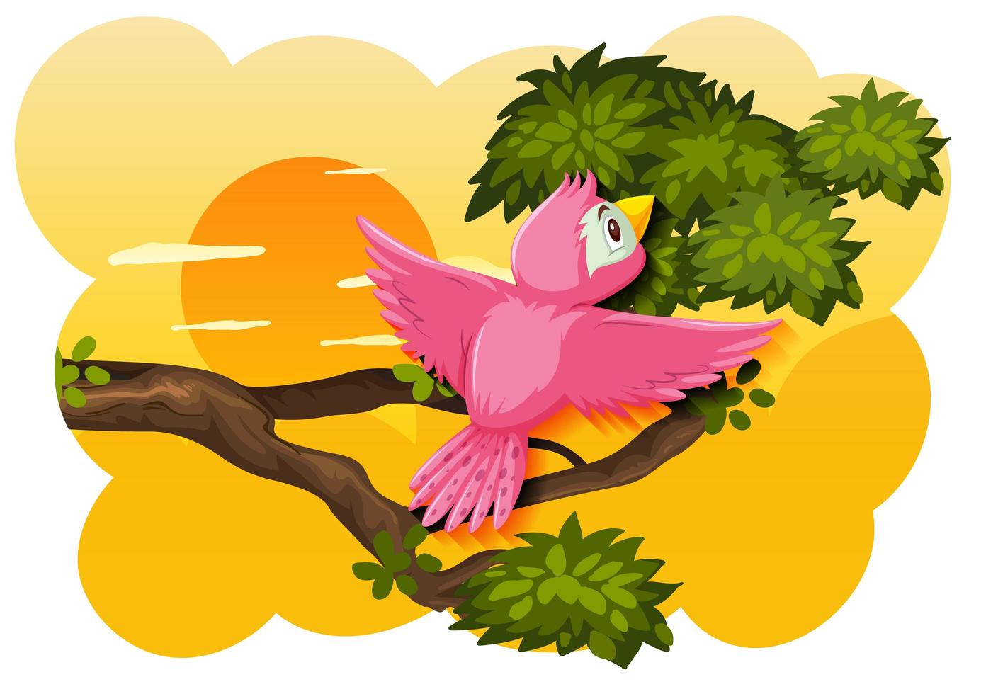 Bird in nature sunset scene vector