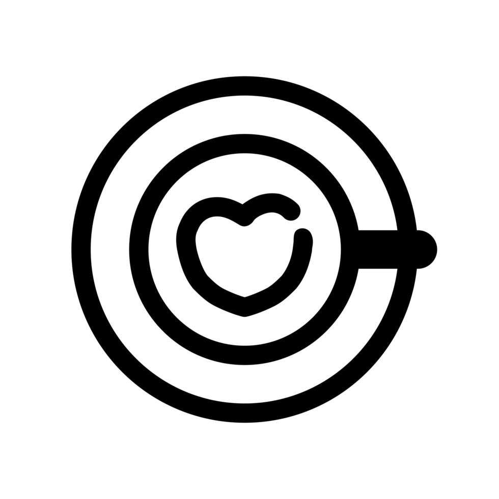 café con icono de contorno de corazón vector