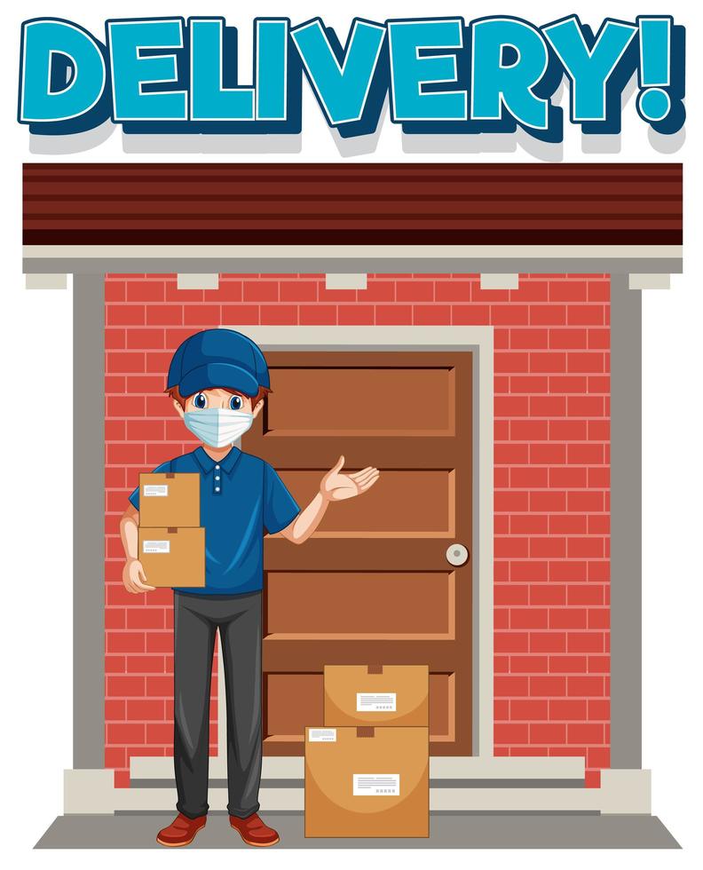 Delivery with delivery man vector