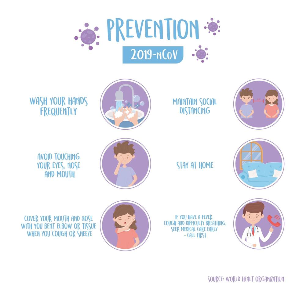 banner de información de prevención de coronavirus vector