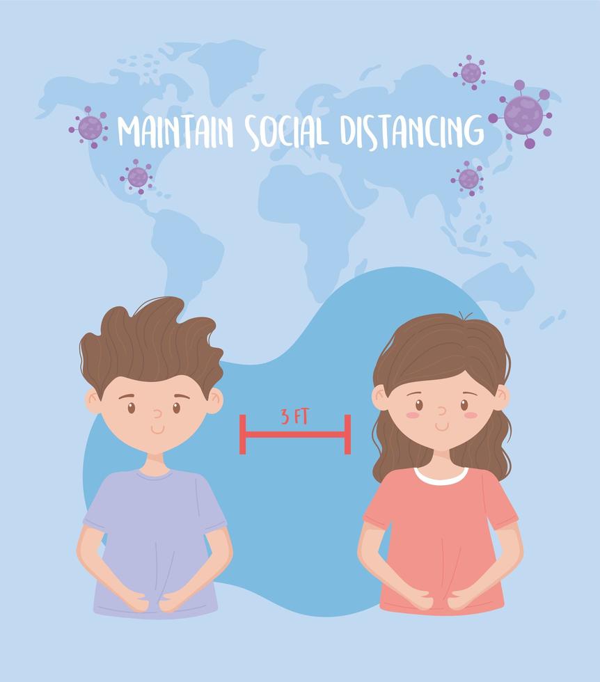 prevención del coronavirus con mensaje de distanciamiento social vector