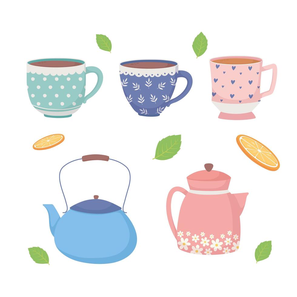 Tea or coffee time composition vector