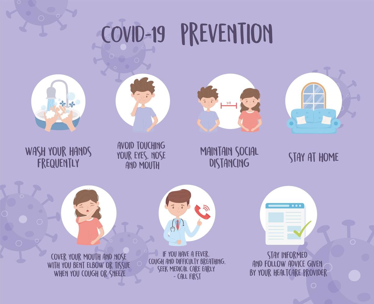 banner de información de prevención de coronavirus vector