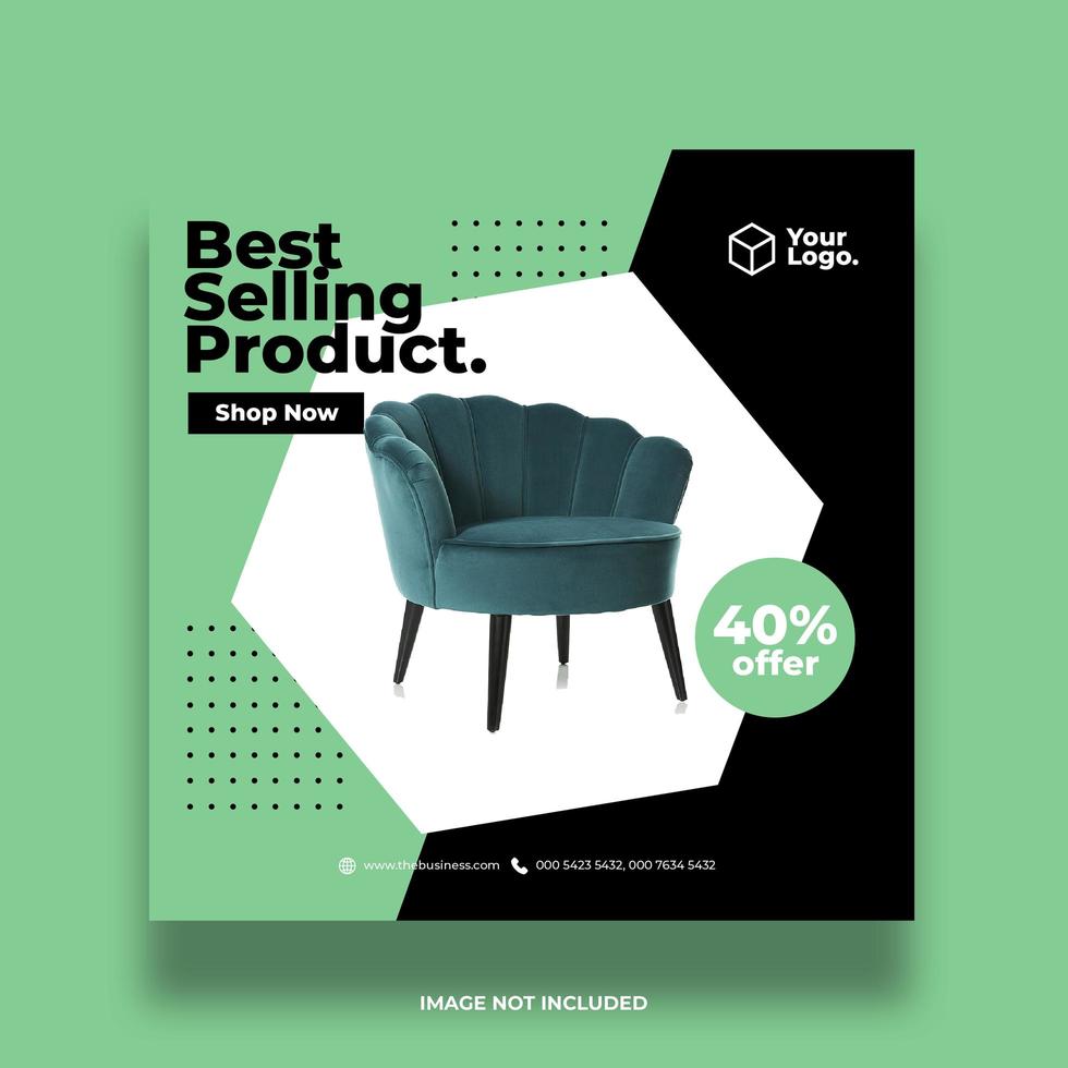 Green and Black Furniture Promotion Social Media Banner vector