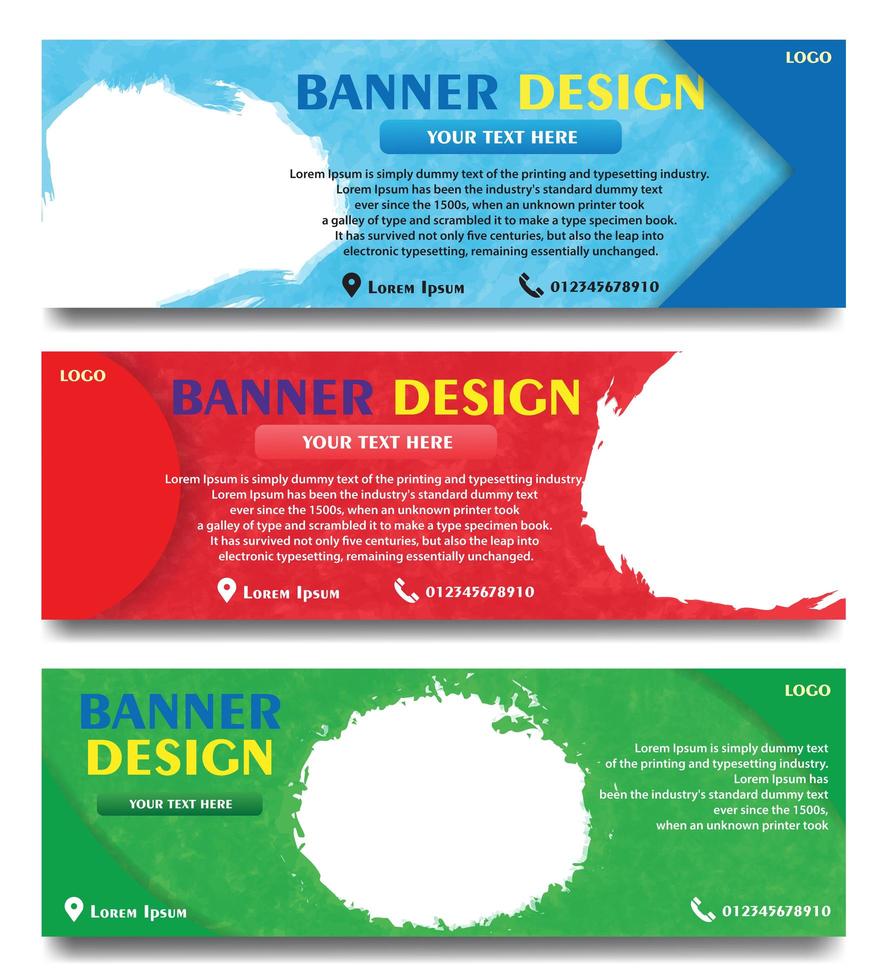 Establecer diseño de banner con varios colores. vector