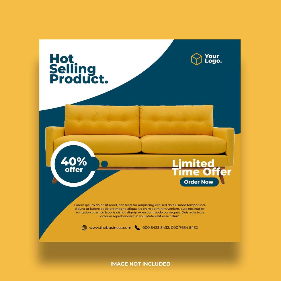 Yellow and Teal Furniture Social Media Banner vector