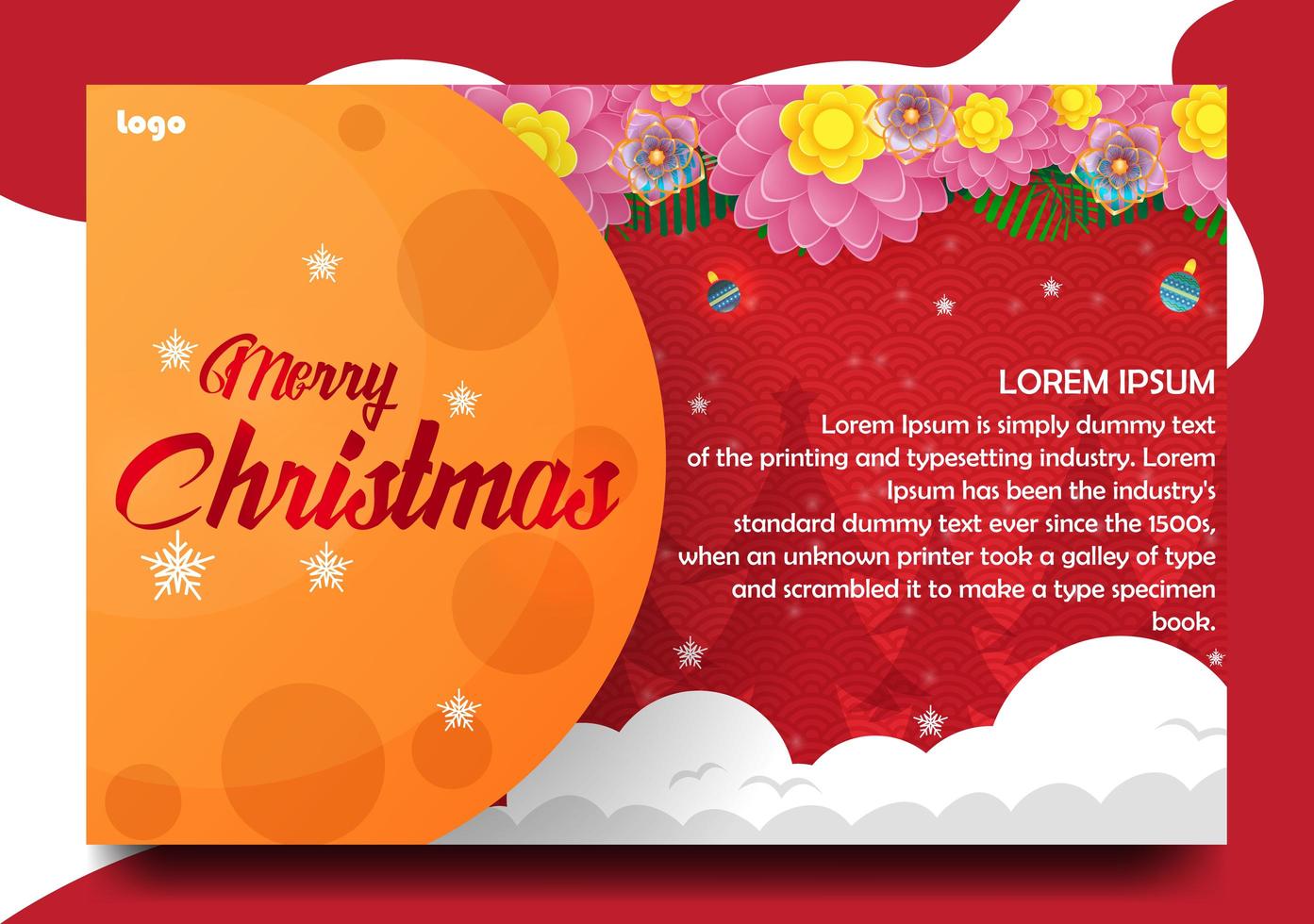 banner de paisaje o navidad con color rojo vector