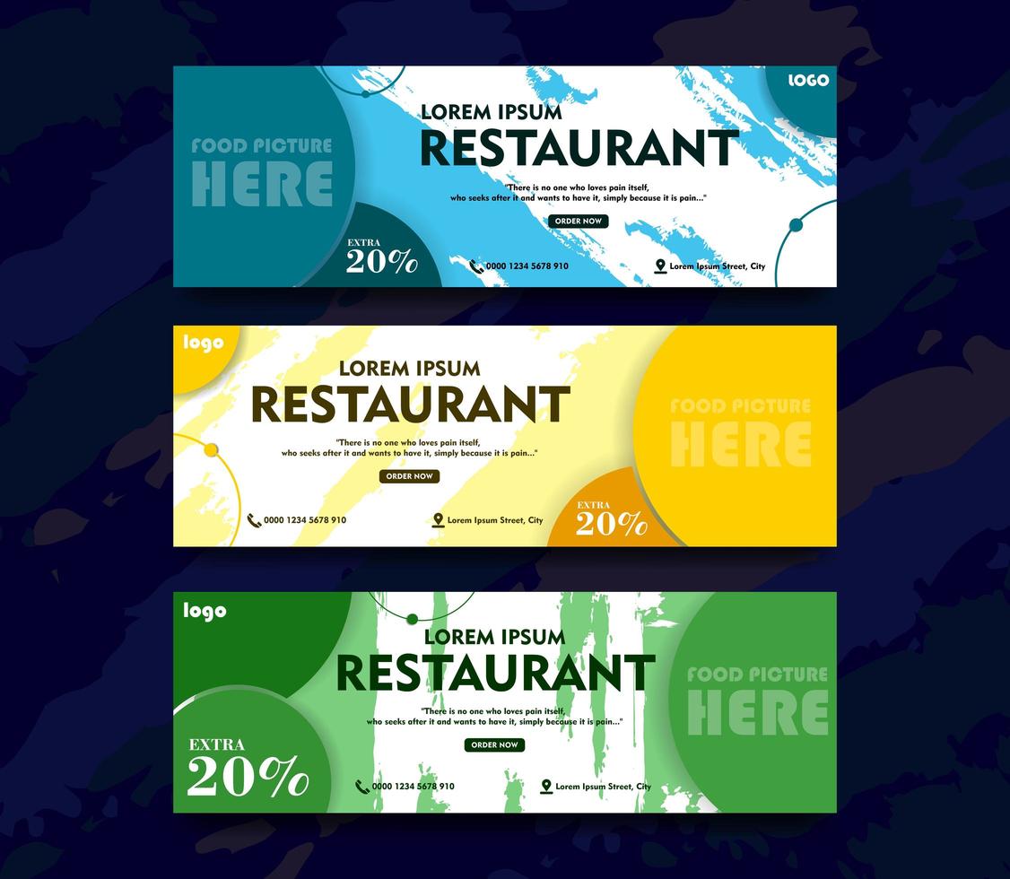 Set banner design with various color vector