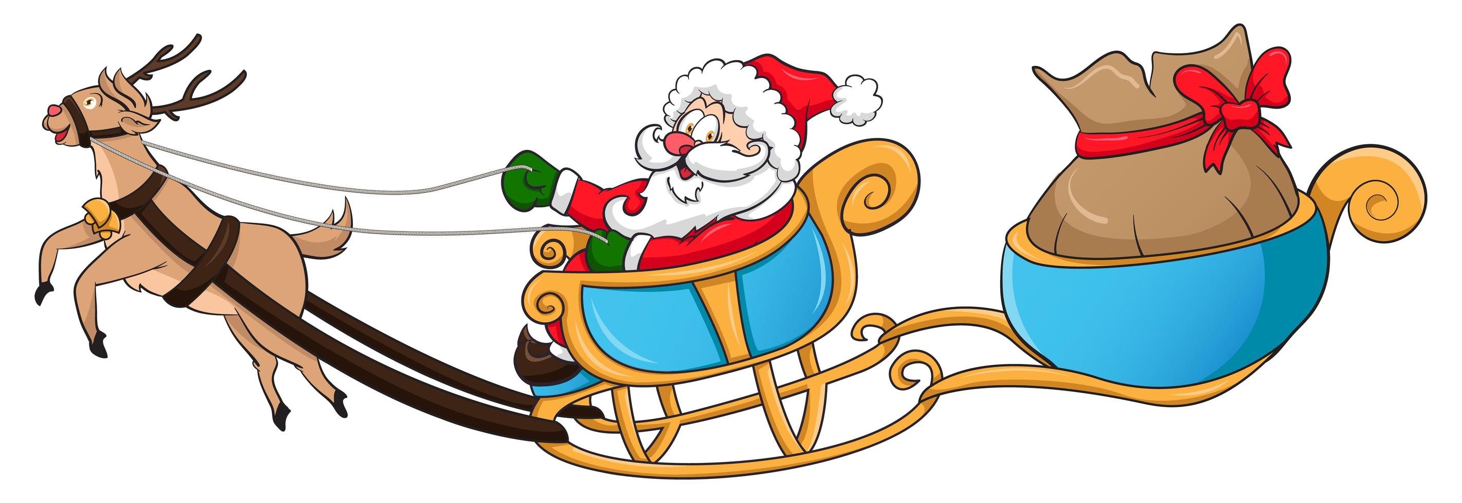 Santa and reindeer carriage vector