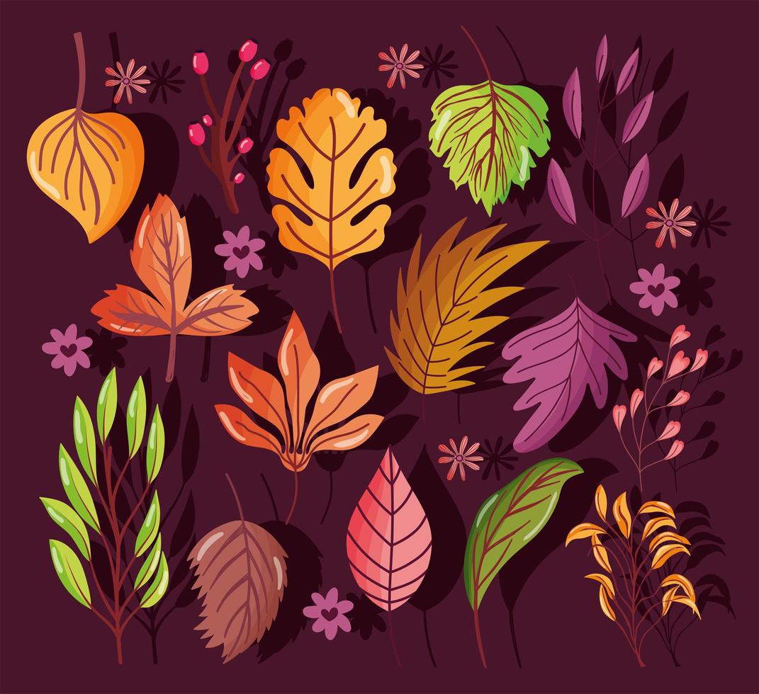 composición de fondo de otoño con hojas vector