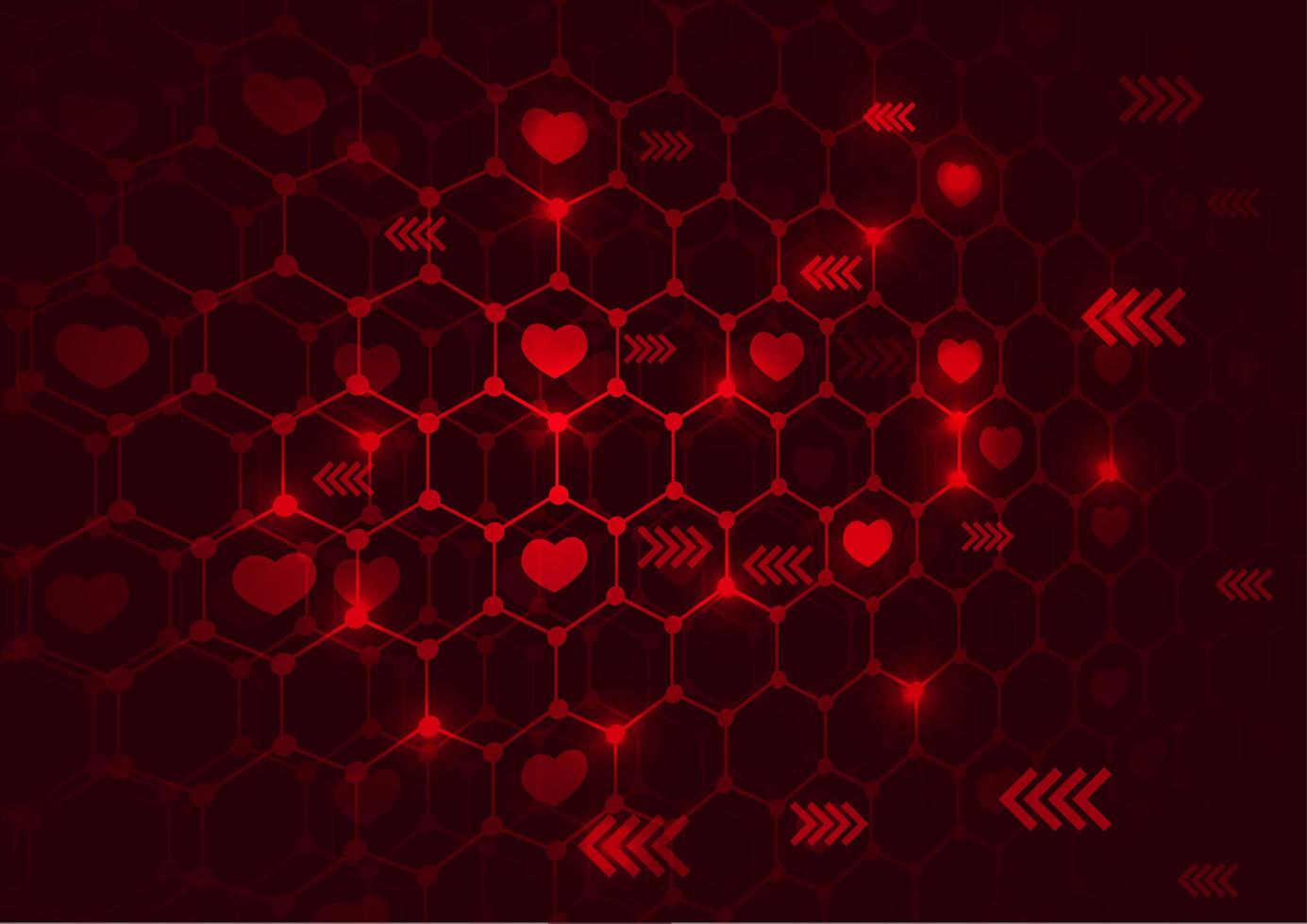 Red love background with light vector