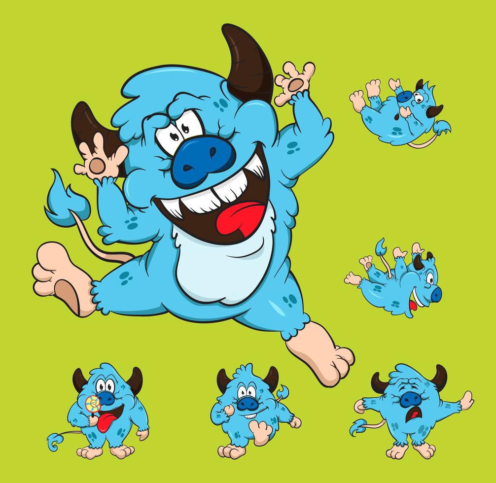 Set family monster cartoon vector