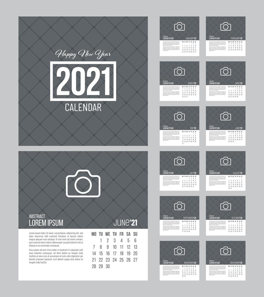 Square 2021 calendar template vector