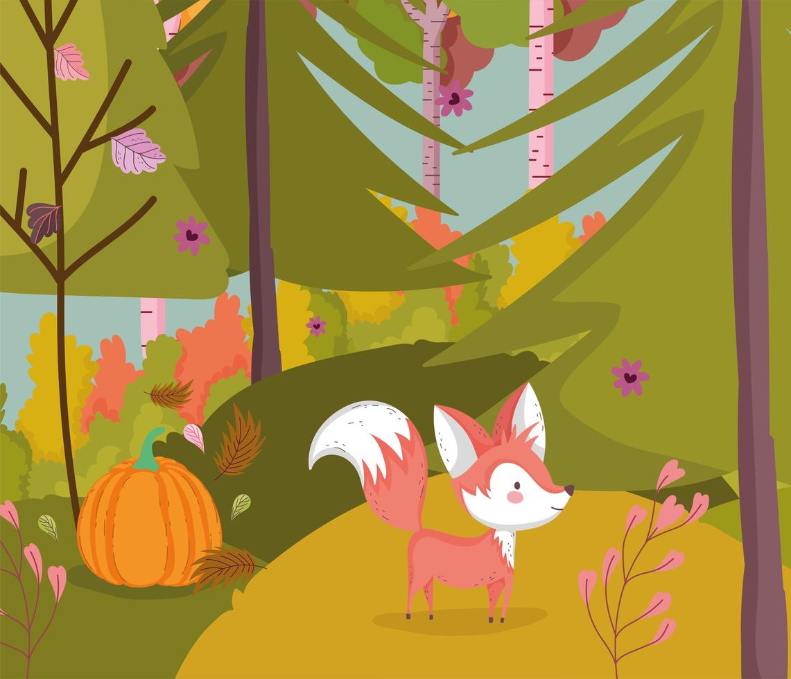 Cute fox on the forest poster vector